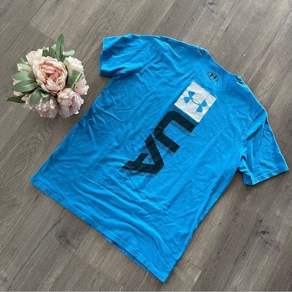 ❄️5 for $15❄️ Men's Under Armour Blue Graphic T - Picture 4 of 5